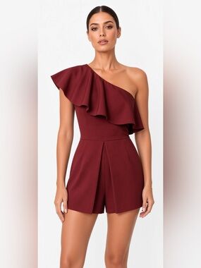 Storee one shoulder romper burgundy S